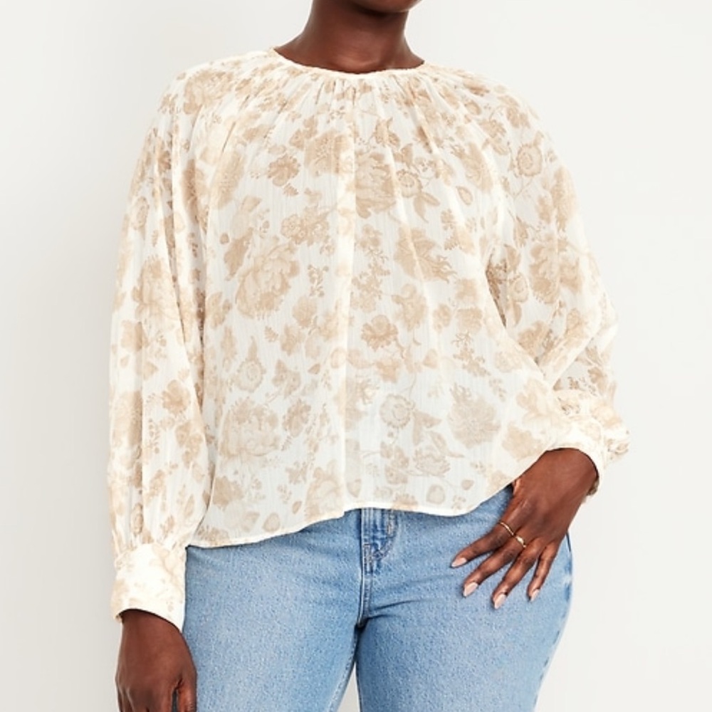 Old Navy | Floral Chiffon Long Sleeve Blouse